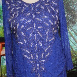 COCKTAIL BEADED SILK SKIRT SUIT, BLUE PLUS 22 NWT (mother of bride)